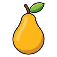 A pear with a leaf on it vector