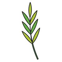 Simple Line Drawing of a Green Plant with Multiple Leaves vector