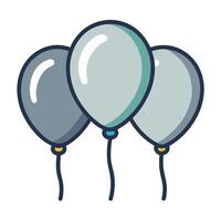 Three Gray and Teal Balloons Floating Together Celebration Party Decoration vector