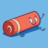 Happy RolledUp Red Carpet Cartoon Character with Tiny Legs and Arms vector