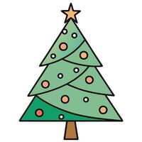 A Simple Cartoon Christmas Tree with Ornaments and a Star vector