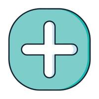 Teal Rounded Square Button with White Plus Sign Icon Add Symbol Graphic Design Element vector