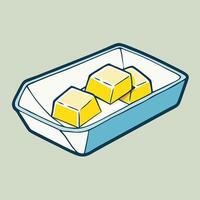 Three Cubes of Butter in a Small Cardboard Container vector