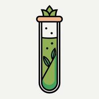 A Test Tube of Green Liquid with Plants and Bubbles A Botanical Experiment in a Lab vector