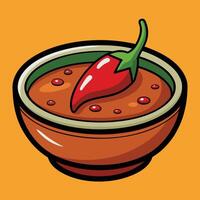 Spicy Chili Pepper in a Bowl of Savory Stew A Delicious and Aromatic Culinary Delight vector