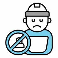 Sad Construction Worker Denied Access No Entry Prohibited Restricted Area Unauthorized Personnel Keep Out vector