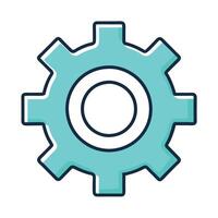 A Teal Gear Icon Representing Settings Configuration and Mechanical Processes vector