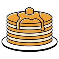 A Delicious Stack of Buttery Pancakes Drizzled with Syrup and Topped with Butter vector