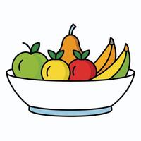 A Colorful Bowl of Fresh Fruit with Apples Bananas and Pears vector