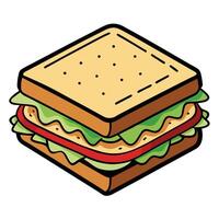 A Delicious and Simple TwoLayered Sandwich with Lettuce and Tomato vector