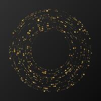 Abstract gold glowing halftone background. Gold glitter pattern in circle form. Circle halftone vector