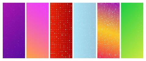 Set of six abstract geometric backgrounds with squares. Pixel backgrounds with empty space. illustration vector
