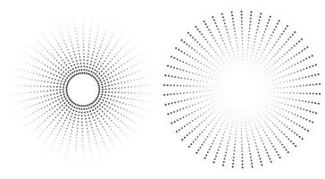 Abstract radial dot patterns for graphic design. Halftone dotted circulatory distribution. vector