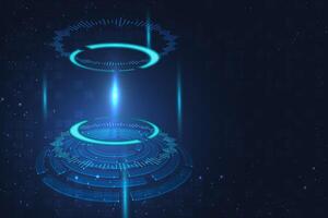 Futuristic Technology HUD Interface Elements with light effect. Big Data, Virtual Reality, Artificial Intelligence, Hologram Screen, Science Fiction, Security System. Illustration background vector