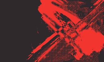 Red halftone dots bright color pattern gradient grunge texture on dark background. Dot pop art comic sport style illustration. vector