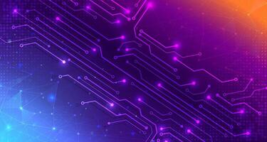 Abstract digital technology futuristic circuit blue purple orange background, Cyber science tech, Innovation communication future, Ai big data, internet network connection, Cloud hi-tech illustration vector