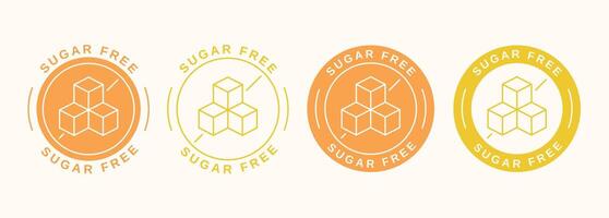 Set of sugar free labels in flat and line style. No sugar added signs. illustration vector