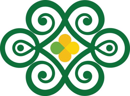 Green Swirl Design, Abstract Floral Pattern, Celtic Knots, Yellow Flower