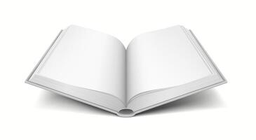 Realistic 3D mockup of a book with blank pages, perfect for displaying custom designs and layouts. vector