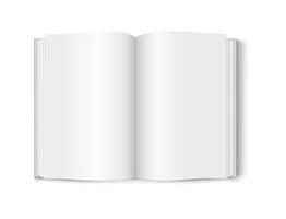 Realistic 3D mockup of an open book with blank pages, ideal for showcasing book content. vector