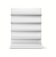 Realistic 3D mockup of a supermarket shelf from the front, ideal for showcasing retail items. vector