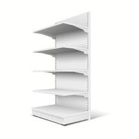 3D realistic supermarket shelf mockup shown from above, ideal for retail product visualization. vector