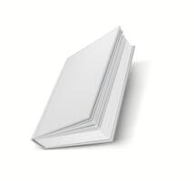 3D realistic mockup showing a blank book with slightly open pages, ideal for showcasing book covers. vector