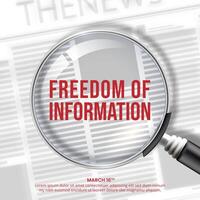 Freedom Of Information Day design with a newspaper and magnifier vector