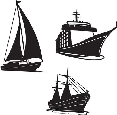 Set Of Ship Silhouette ,battleship