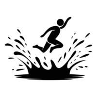 Person Jumping into a Splashing Puddle vector