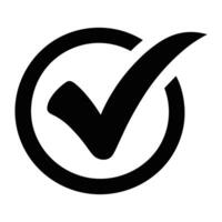 Simple black checkmark icon in a circle. vector