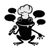 Fun Frog Chef Singing with Microphone vector