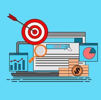 pay per click advertising concept, paid search banner. flat style with lines. vector