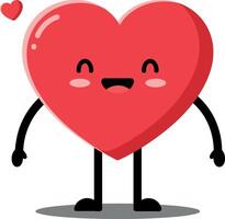 Smiling Red Heart Character with Arms and Legs in Minimalist Flat Art vector
