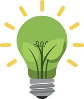 Green light bulb with plants emerging inside, showcasing a minimal and eco-friendly design, symbolizing sustainability and innovation in art vector