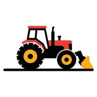 Simple Illustration of a Farm Tractor with a Backhoe Attachment vector