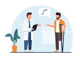 Handicapped Man Visiting Doctor for Leg Prosthesis vector