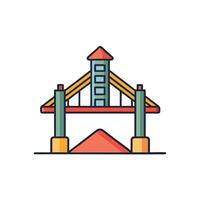 Colorful Illustration of a Bridge Structure with a Conveyor Belt System for Material Transport vector