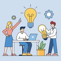 Teamwork and Brainstorming for Innovative Ideas and Solutions vector