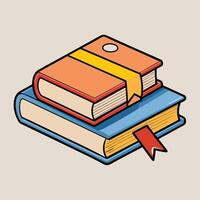 A Stack of Books with Bookmarks Illustration A Colorful Cartoon Style Image of Two Books vector
