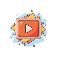 Play Button Icon Design Bright Colorful Media Player vector