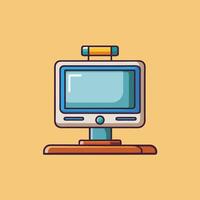 Retro Computer Desktop Setup with Pencil Accessory vector