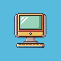 Retro Computer Desktop Personal Computer Old Technology Vintage Device Classic Machine Digital Equipment Computing Gadget Screen Keyboard vector