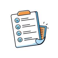 Checklist clipboard with completed tasks and attached document for efficient task management and organization vector