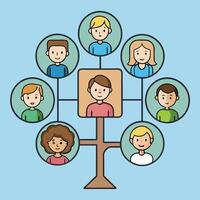 Visual Representation of a Family Tree Showing Connections Between Multiple Family Members vector