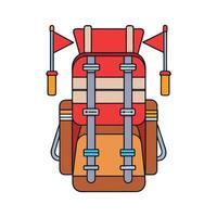 A large well equipped backpack for adventurous hiking and camping trips vector