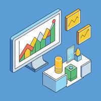 Modern Workplace Setup Showing Growth and Productivity vector