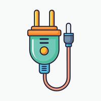 A Colorful Illustration of an Electrical Plug and Cord vector