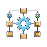 Complex System Gear Integration and Workflow Process Diagram vector