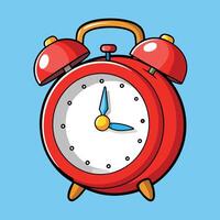 A Classic Red Alarm Clock Showing the Time vector